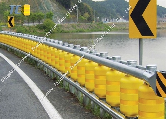 EVA Material Traffic Roller Crash Barrier أصفر برتقالي اللون